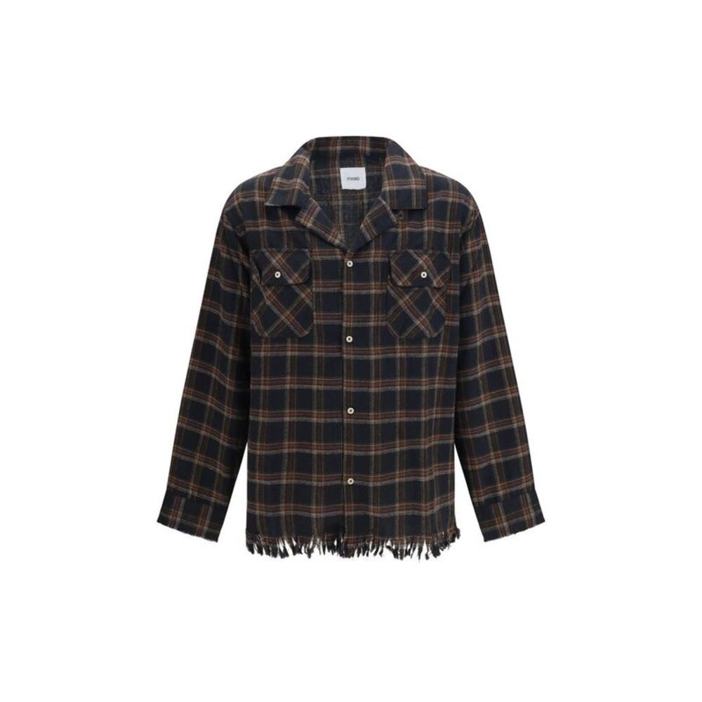 FOUND Blue Cotton Pattern Men's Shirt